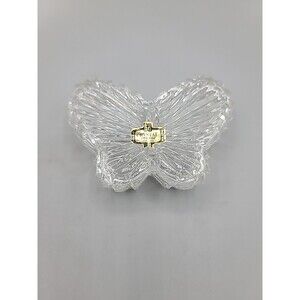 Vintage 24% Lead Crystal Zajecur Butterfly Trinket Box Made in Yugoslavia